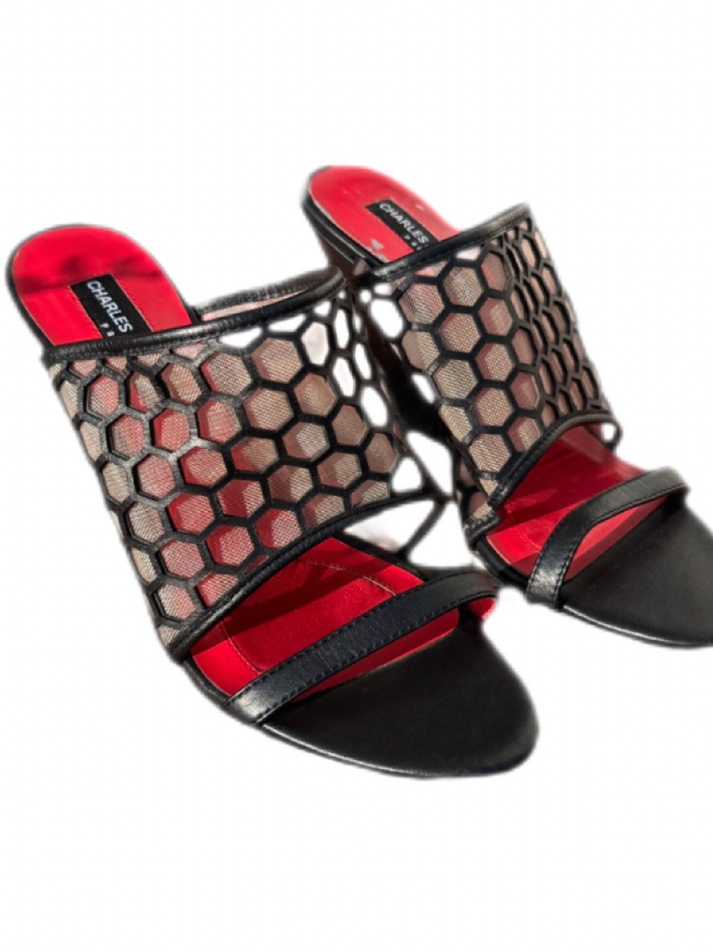 Charles Jourdan Paris Honeycomb Mesh Wedge Heels 7.5 Carrie Bradshaw Y2K